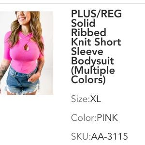 White Birch pink ribbed cutout bodysuit XL